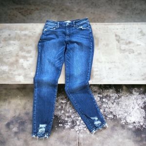 KanCaN Estilo Dark Wash Distressed High Rise Skinny Jeans | Women’s Size 13/30